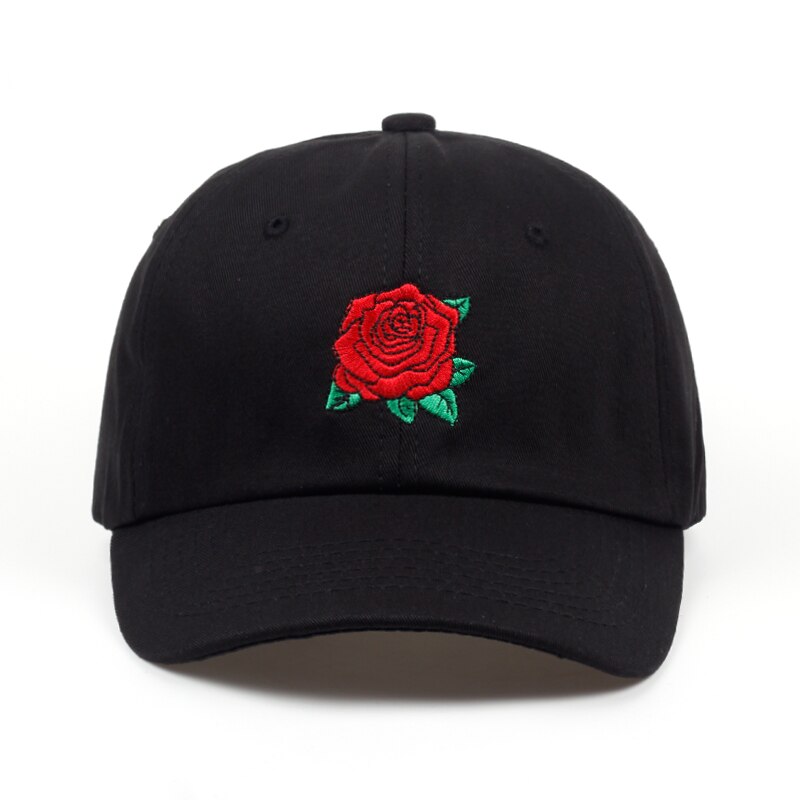 Snapback hatsnew rød rose blomst baseball med kvindelige sommer cap cap hip sun kvinder cap brand cap hop hat: Sort