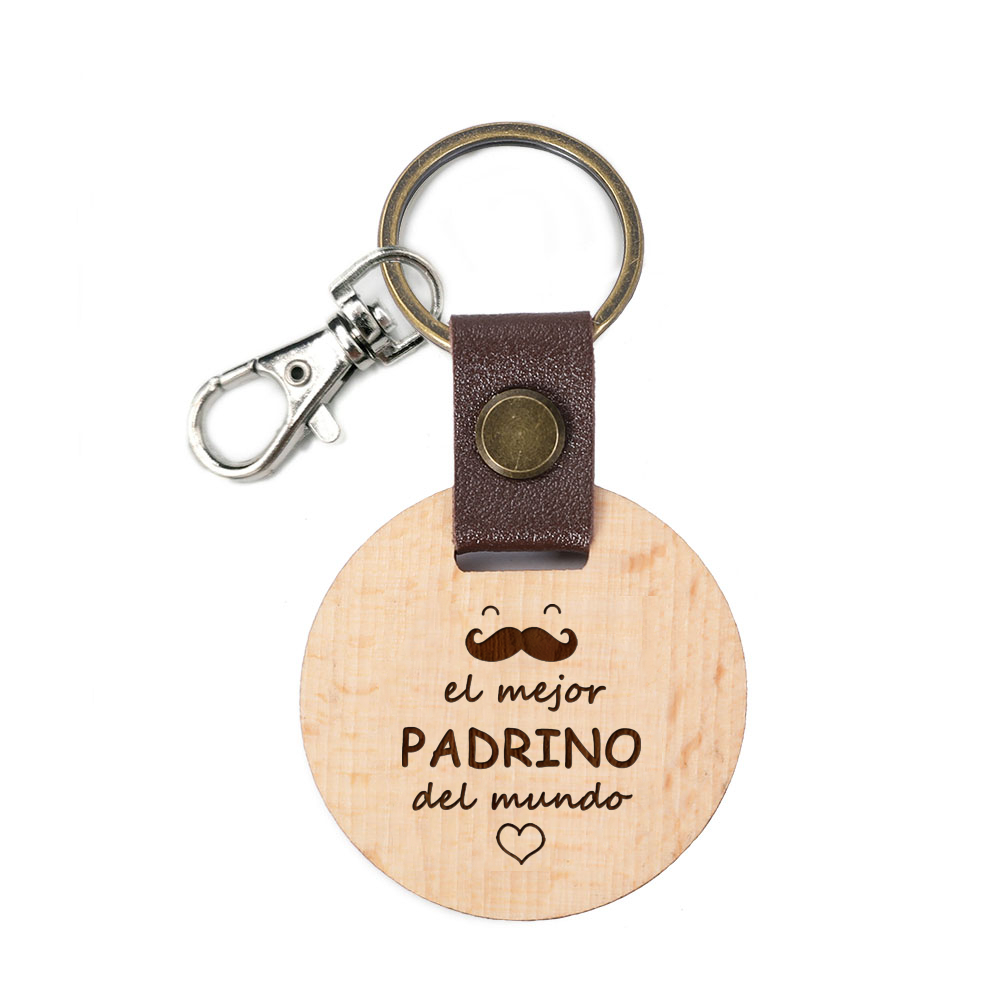 Llavero de madera del mejor padrino/marra del mundo, de bautismo, de recuerdo para Godchild, llavero religioso de Cristo: Gris