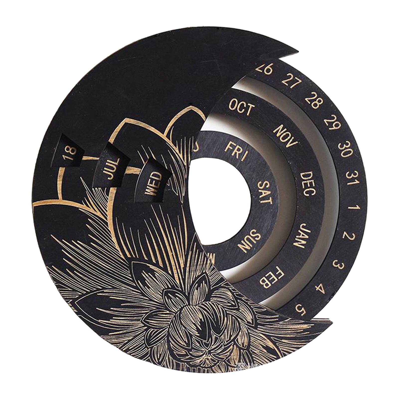 Wooden Perpetual Calendar Wall Hanging Sign Farmhouse Home Ornaments: Black