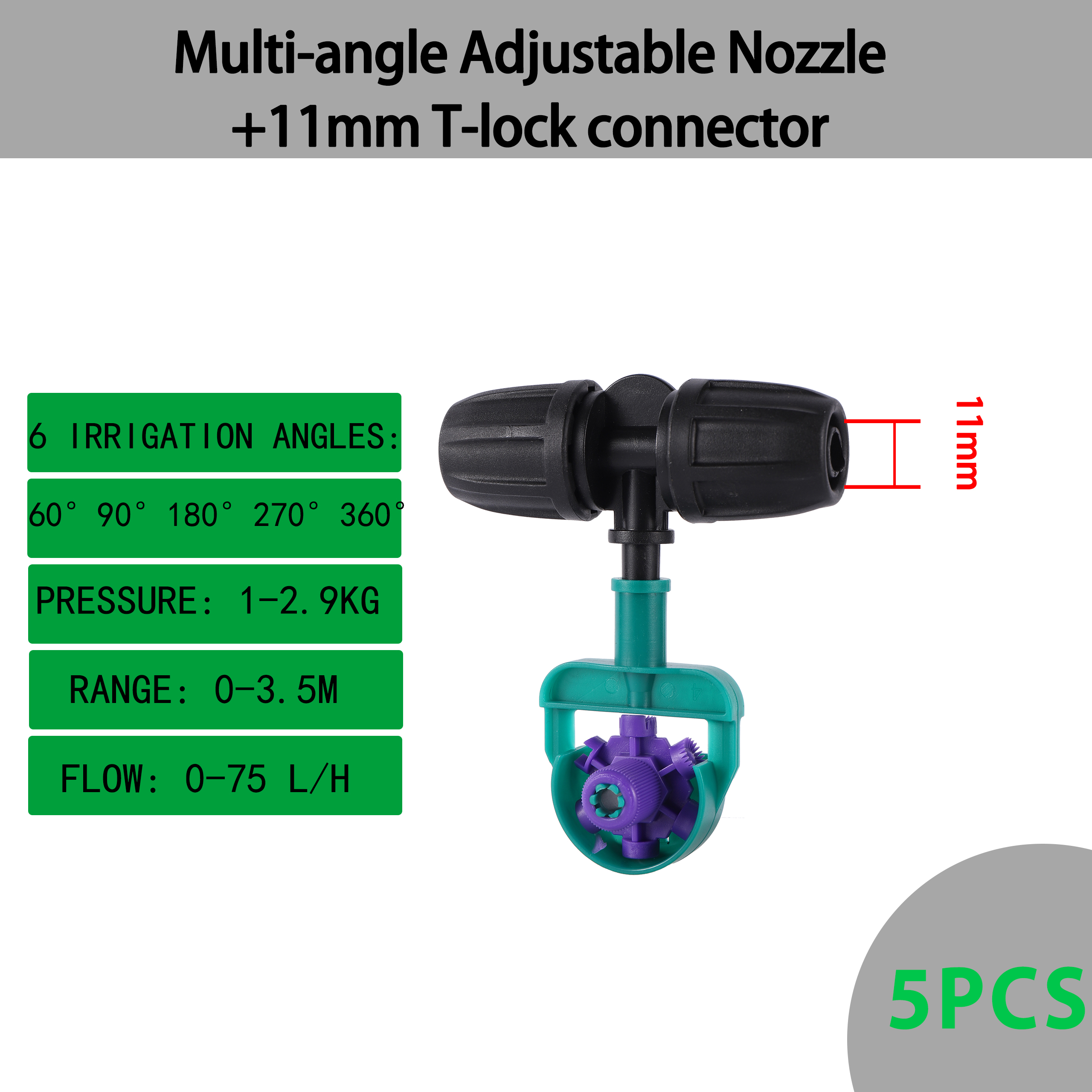 5PCS Garden Irrigation Pipe Fittings Home Garden Irrigation Multi-Angle Adjustable Sprinkler Greenhouse Agriculture Watering Kit