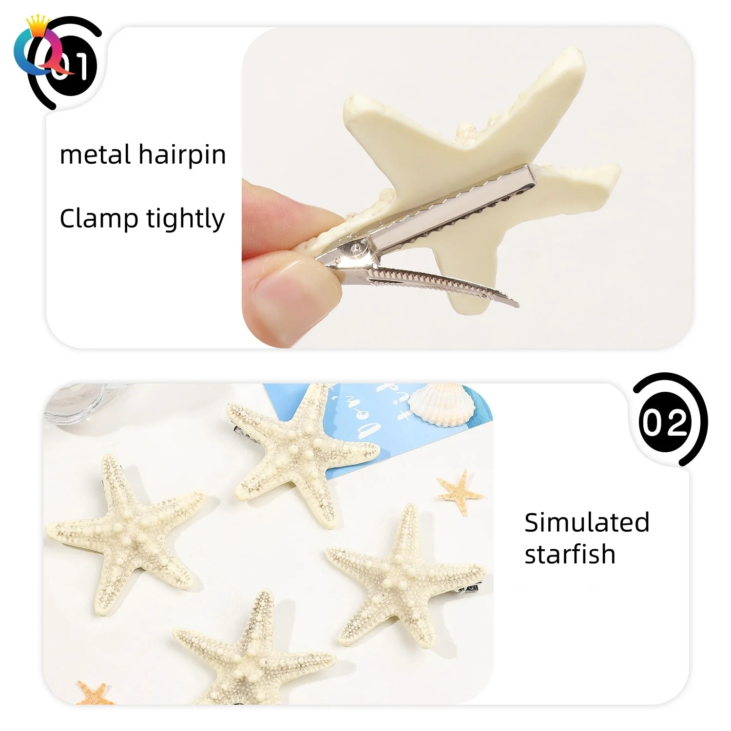 Blue Starfish Hairpin Summer Beach Vacation Hair Clip Sweet Bangs Clip Girls Women Hair Accessories