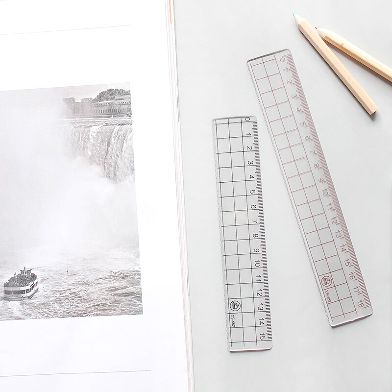 1pcs Simple 15cm 18cm 20cm Transparent Acrylic ruler square ruler Measuring tool stationery drawing supplies
