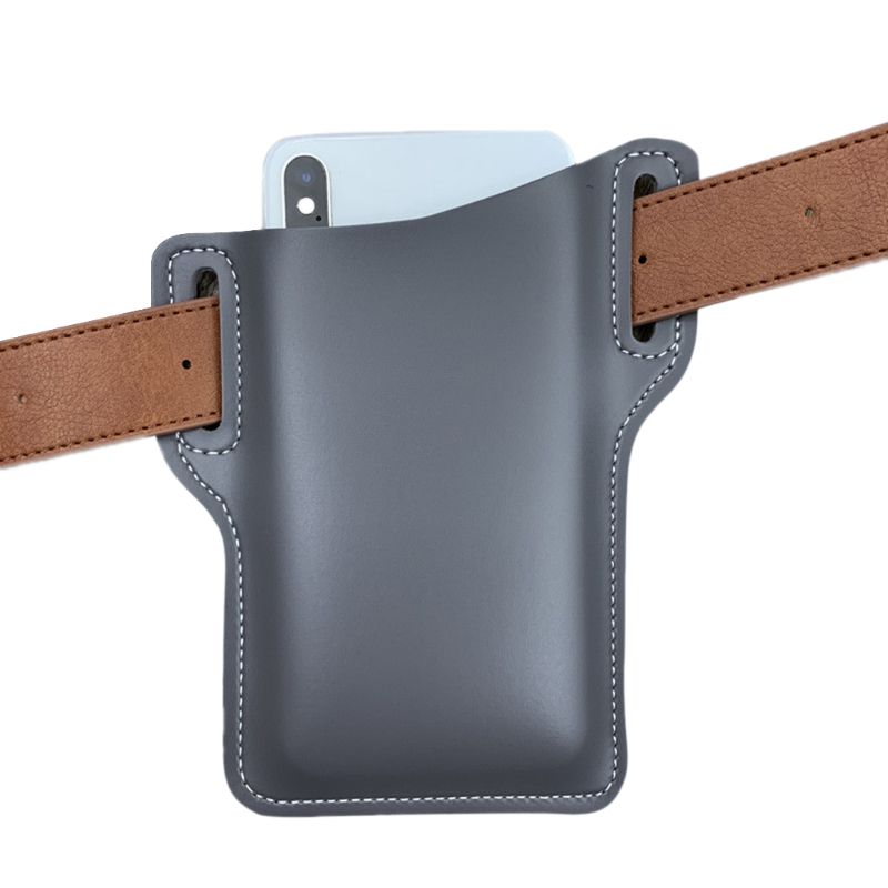 Retro kunstlæder mobiltelefon bæltetaske mænd vandtæt mobiltelefon loop hylster beskyttelsestaske talje taske tegnebog: Cementgrå