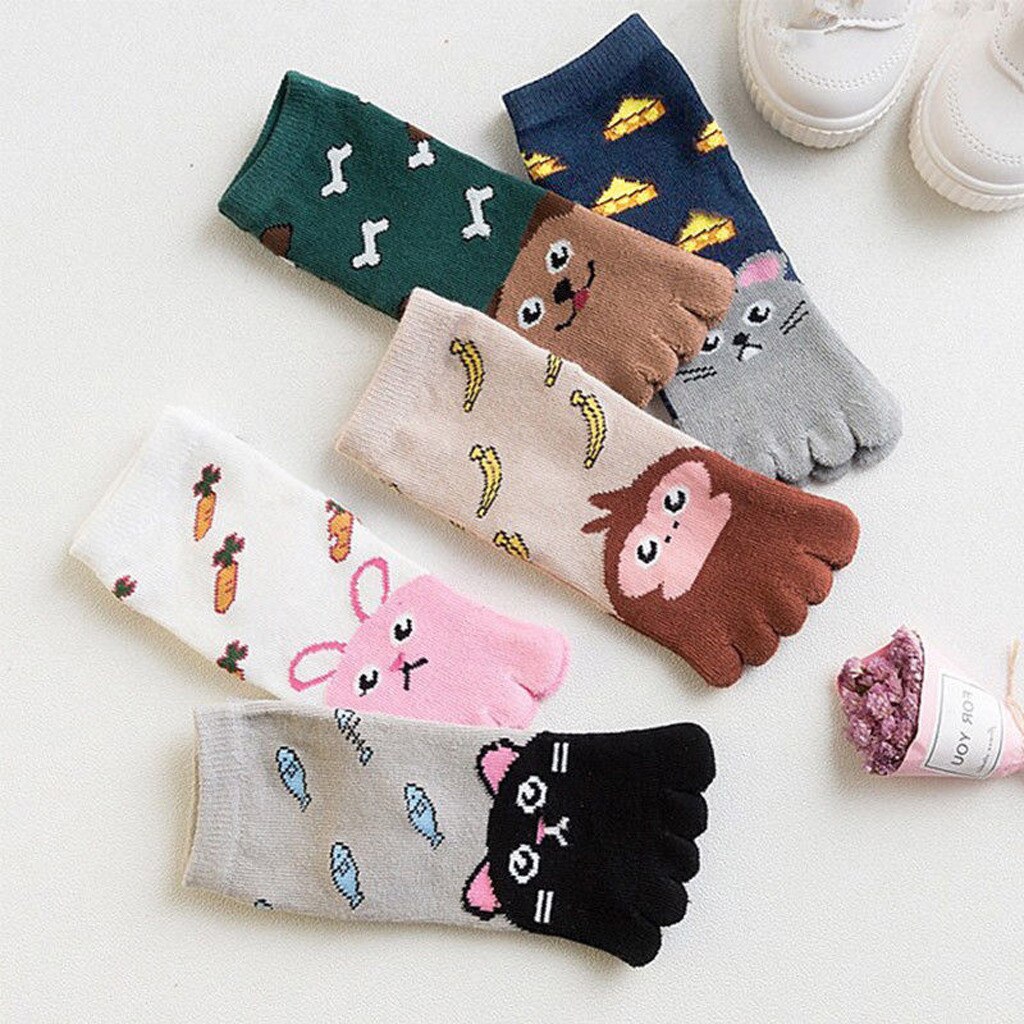 Cute Cartoon Five Toes Socks Kids Socks Animal Girl Boy Children Five Fingers Socks Cotton Breathable Foot Socks