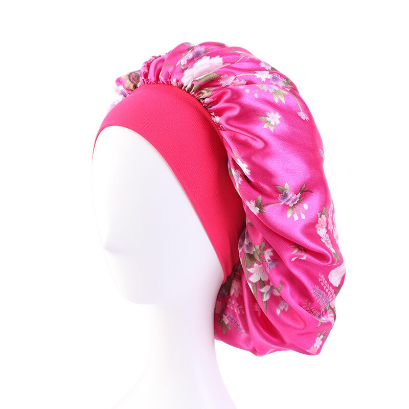 Gorro de satén liso con ajuste para el cabello para mujer, gorro de seda para dormir de noche, accesorios de estilismo para el cabello, 36cm: Rose Red