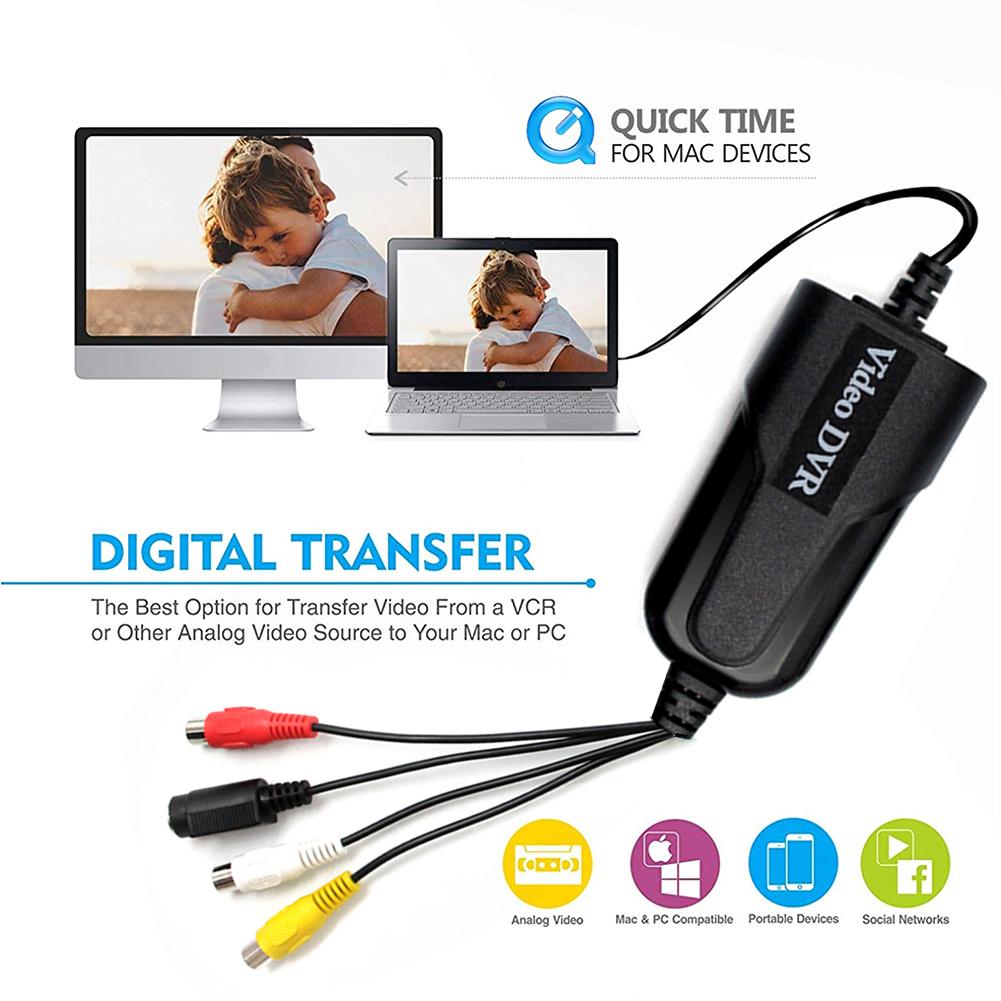 Usb 2.0 videoopptakskortenhet holdbar vhs videospiller tv til dvd-konverter til vinduer 7 8 10