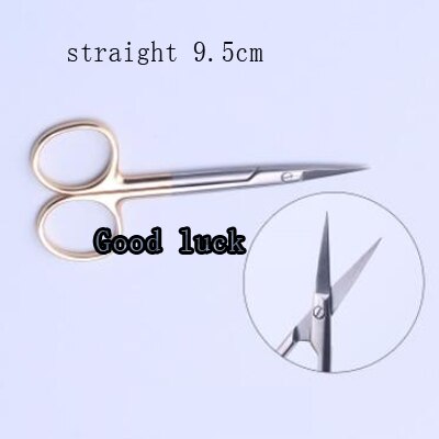 9.5 Cm Bocht Hoofd Gewone Goedkope Oog Schaar Schoonheid Schaar Cut Tissue Schaar Tool Goud Zwart 2 Kleuren Voor Gekozen: Straight gold handle