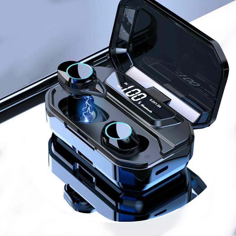 1 Pair Mini Wireless 4000mAh In-Ear Stereo Bluetooth Cordless Waterproof Earphones Earbuds Headset Voice Control