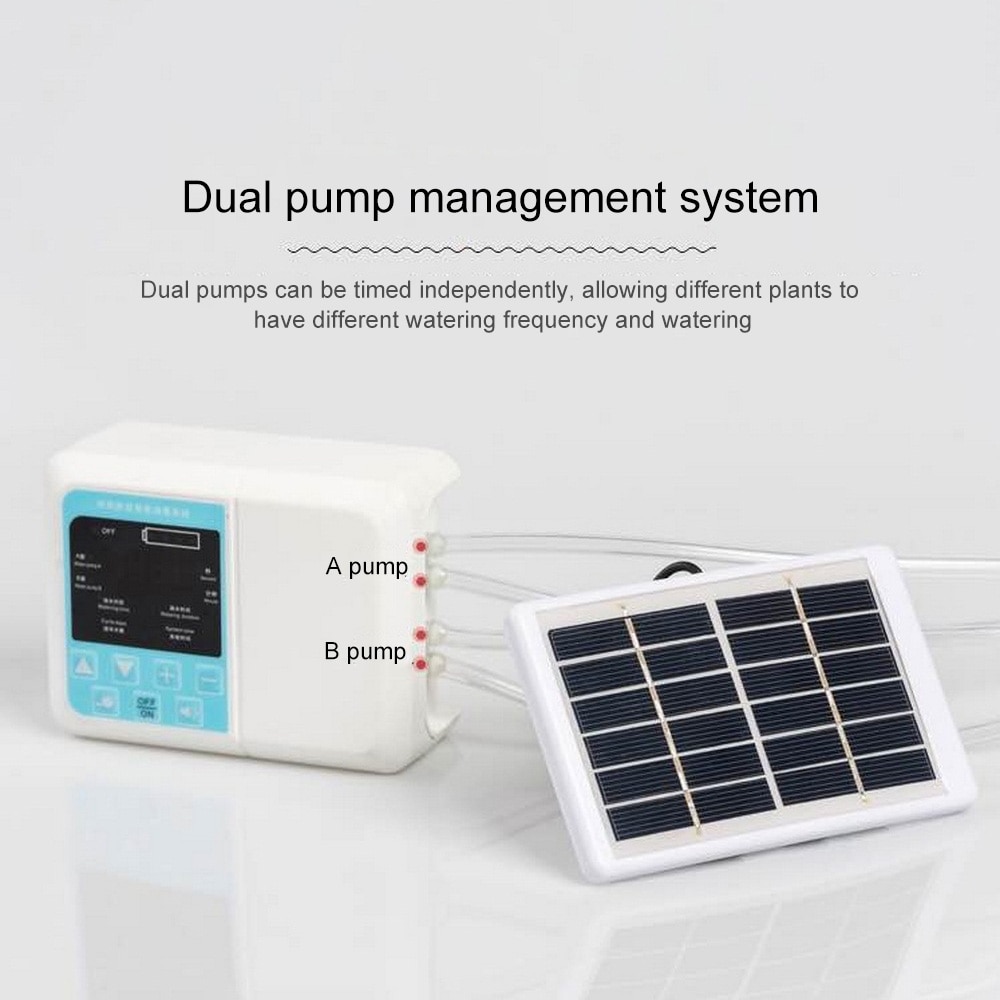 Gardern smart solenergi drypp vanningssystem automatisk plantevanningsenhet vanningstimersett dobbel vannpumpeverktøy