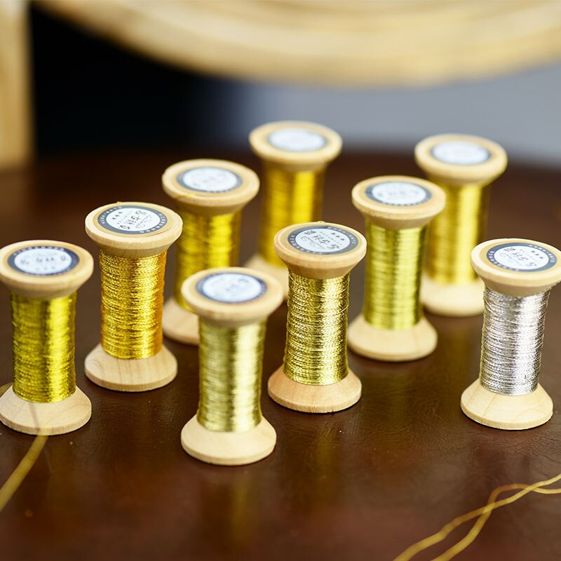 Serie de oro brillante de línea de oro/hilo de bordado francés/carrete de bordado/hilo de bordado dorado colorido/50 metros por pieza