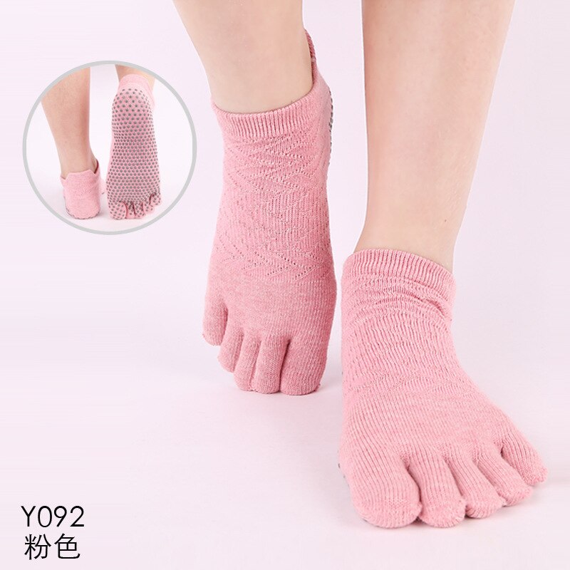 Vrouwen Split Tenen Yoga Sokken Siliconen Antislip Pilates Sokken Dames Katoenen Vijf-Vinger Sport Sokken Ballet MKG819: Y092-pink