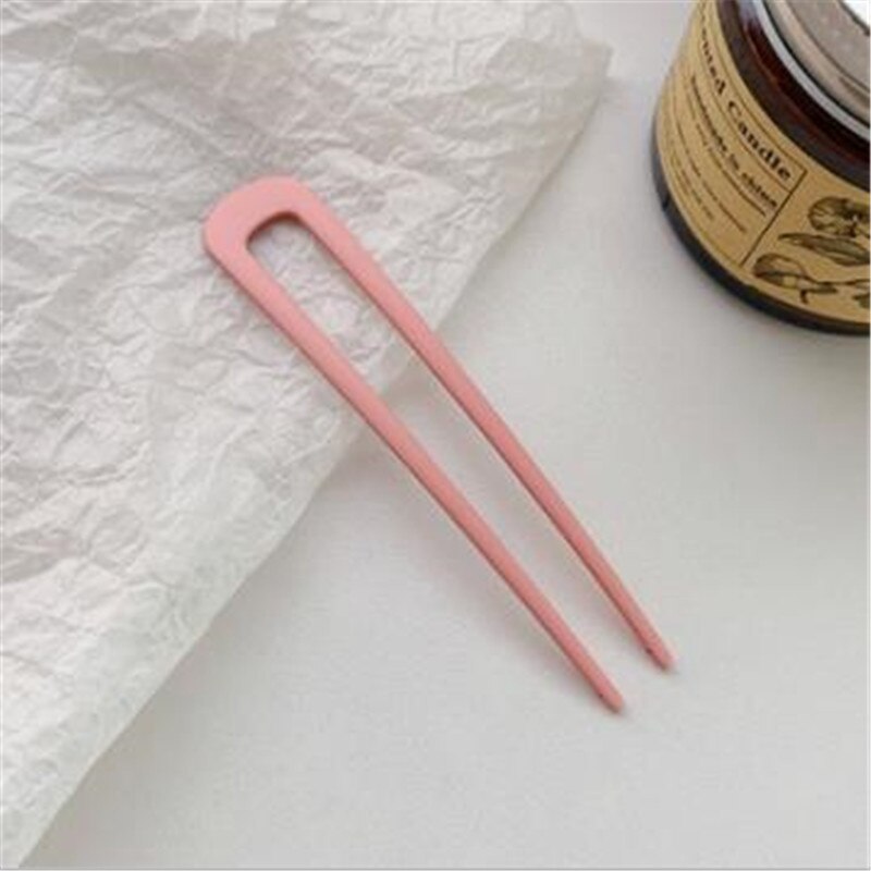 Horquilla en forma de U para el pelo para mujer y niña, pinzas para el pelo en forma de U de estilo francés, pasadores de varillas en U de concha de tortuga, accesorios de peinado: pink