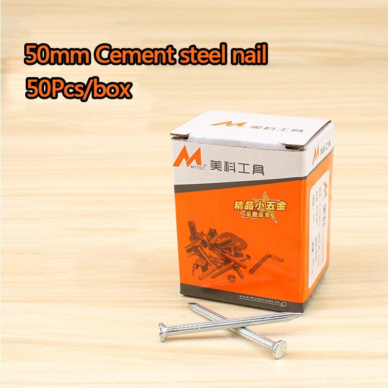 16-100mm Cement Steel Nails High-strength Special Round Head Hardware Iron Nails Use For brick wall Concrete: 50mm 50pcs box