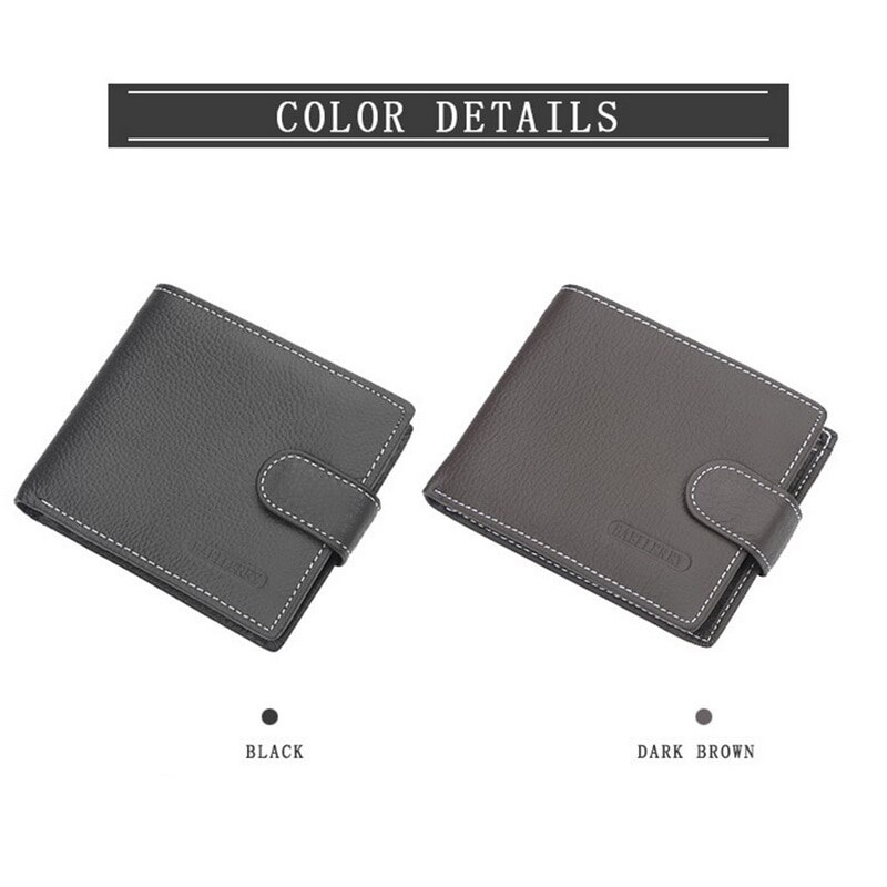 Genuine Leather Wallet Men Clip Cowhide Wallet Men Brand Coin Wallet Small Clutches Men's Purse Coin Pouch Short Men Wallet