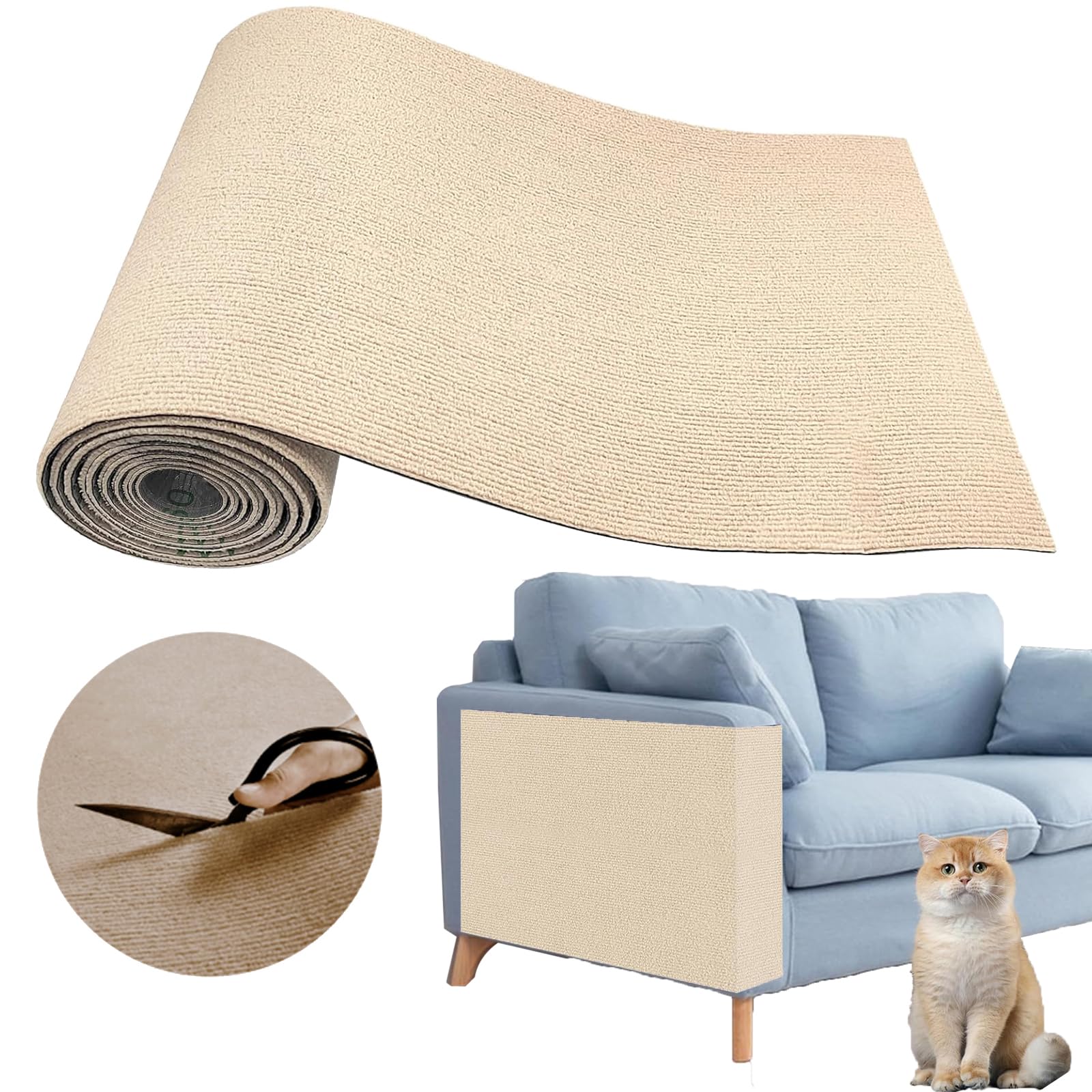 Muur Zelfklevende Anti Kat Kras Bank DIY Katten Krasbescherming Poten Verscherpen Trimbaar Tapijt Katten Krasplank: XS / WHITE