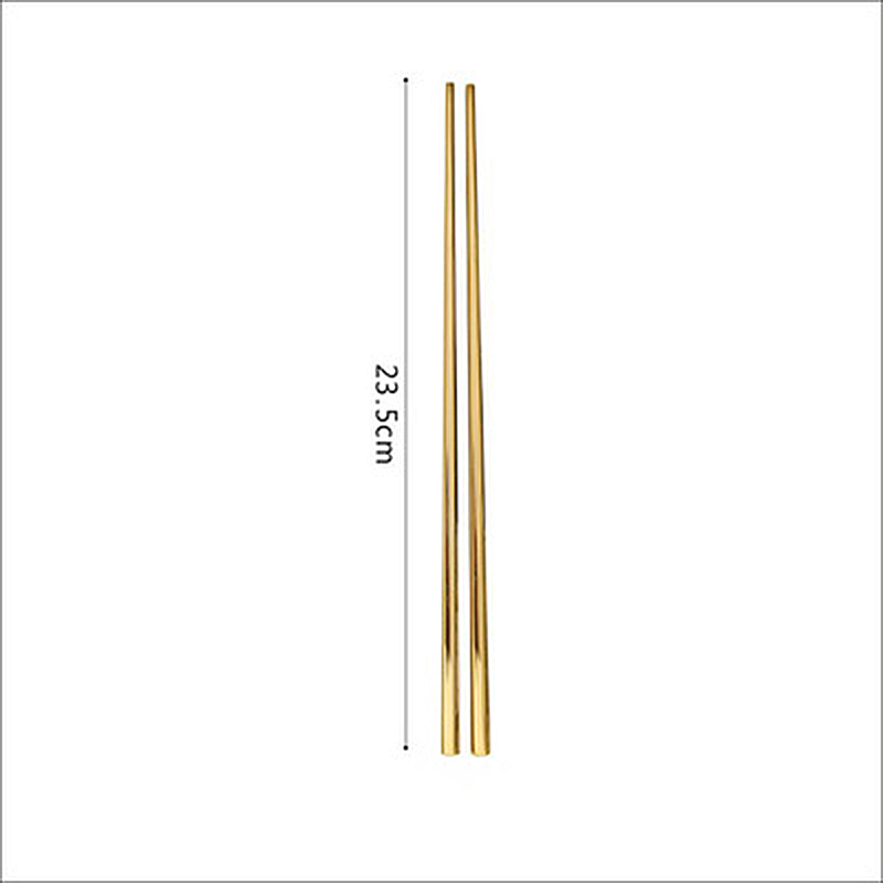 Golden Glossy Fork Knife Dinnerware Set Coffee Spoon Dessert Fork Chopsticks Kitchen Gadget Flatware Stainless Steel Tableware: Chopsticks