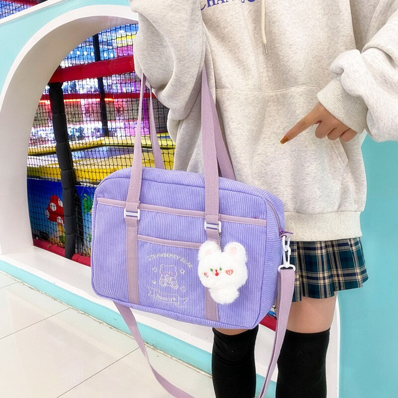 Frauen Cord Schulter Taschen Schule Mädchen Jk Schul Handtaschen Casual Frauen Tote Crossbody Einkaufstasche Für Damen