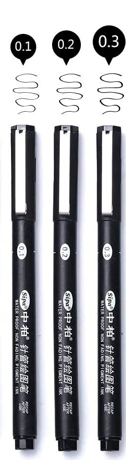 Fine Line Needle Pen for Cartoon Sketching, Comic, Manga, Artist Illustration, Technical Drawing, Figure: 010203