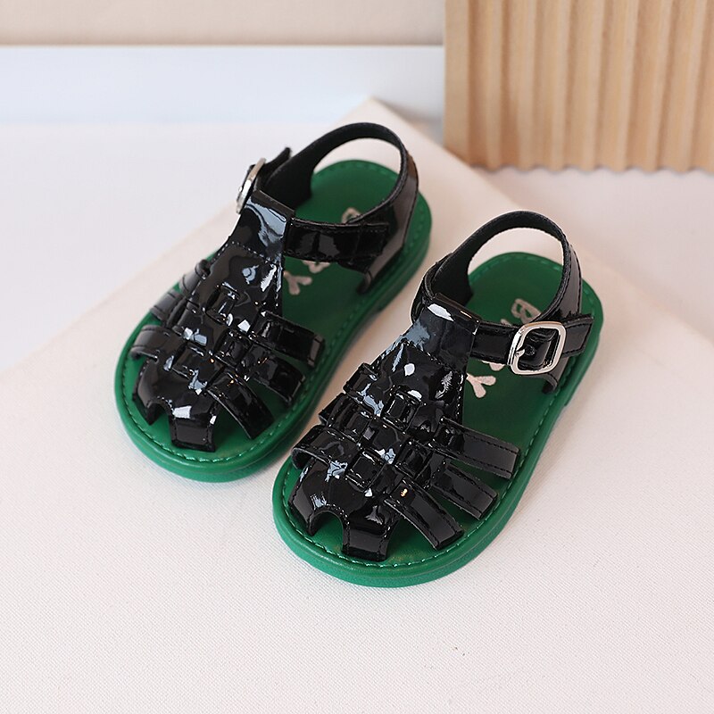 Baby Girls&#39; Baotou Sandals Summer 2022 Soft Bottom Liang Pi Woven Children&#39;s Beach Shoes 1-15 years old Boys School Loafers