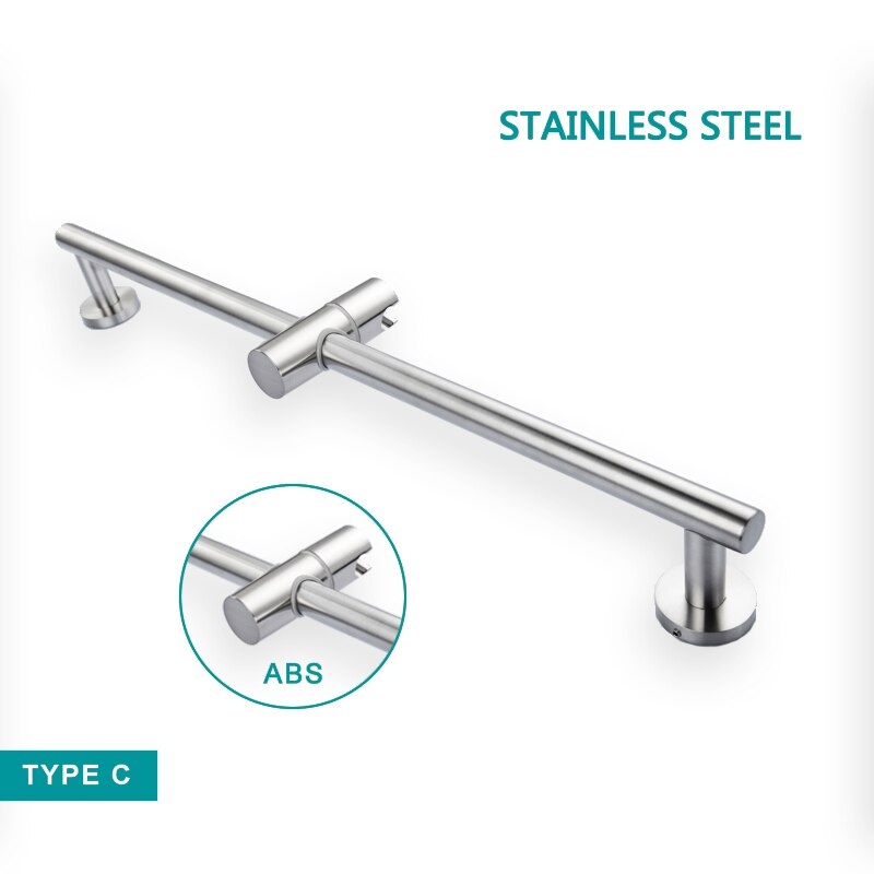 Shower Column Sliding Bar Set Matt Stainless Steel Movable Adjustable Wall Mounted with Bracket Holder Shower Bar