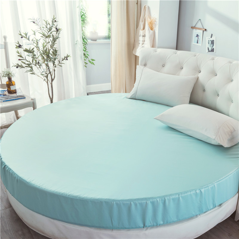 Elastische Ausgestattet Blatt Weichen Seidige Satin- Bettwäsche Einfarbig Bettdecke Matratze Abdeckung für Königin Runde Betten 220x220 230x230 Cm