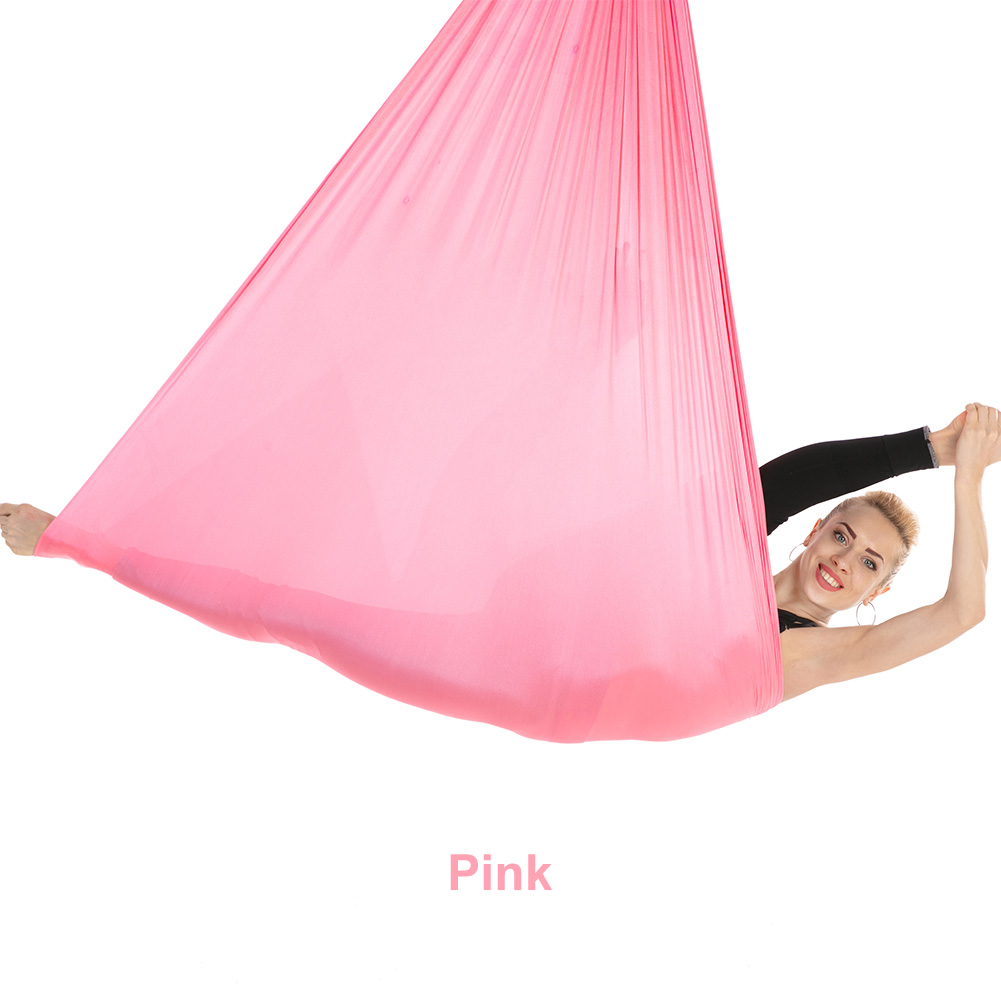 20 Color 5*2.8M Aerial Yoga Hammock Yoga Flying Swing Anti-gravity OR Yoga Belts Carabiner/Daisy Chain/Hanging Plate: Pink