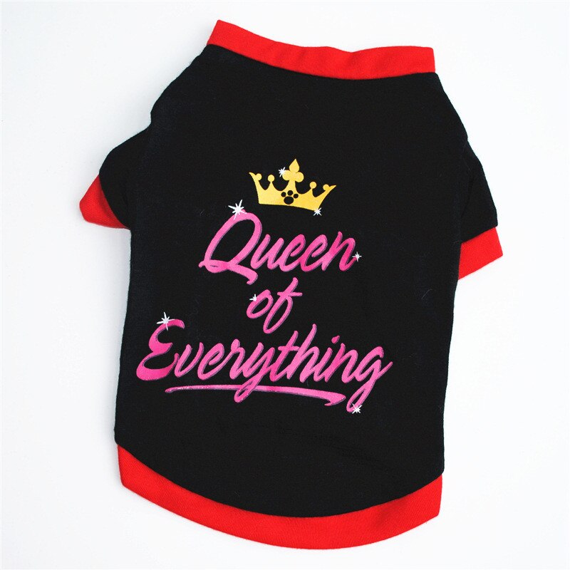 Queen crown kæledyrstøj til mops t-shirt hund sommer sød mops tøj hund smukt kattetøj hvalpe t-shirt til hunde: M