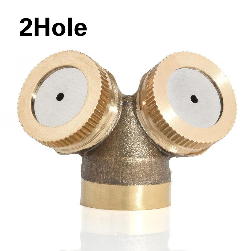Praktisk atomizing spray koppling nebulisator slang anslutning dimmunstycke justerbar trädgård bevattning montering vatten sprinkler: 2 hål