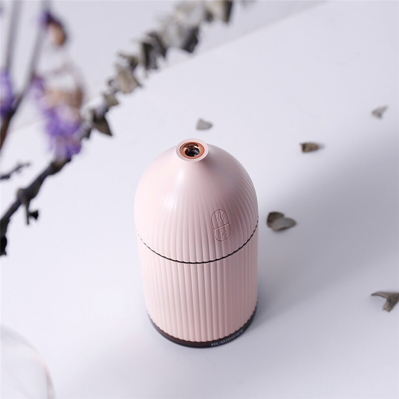 Hvid 300ml ultralyds luftfugter til hjemmearoma æterisk olie diffuser luftfugtere vandtåge maker med farverigt led lys: Lyserød