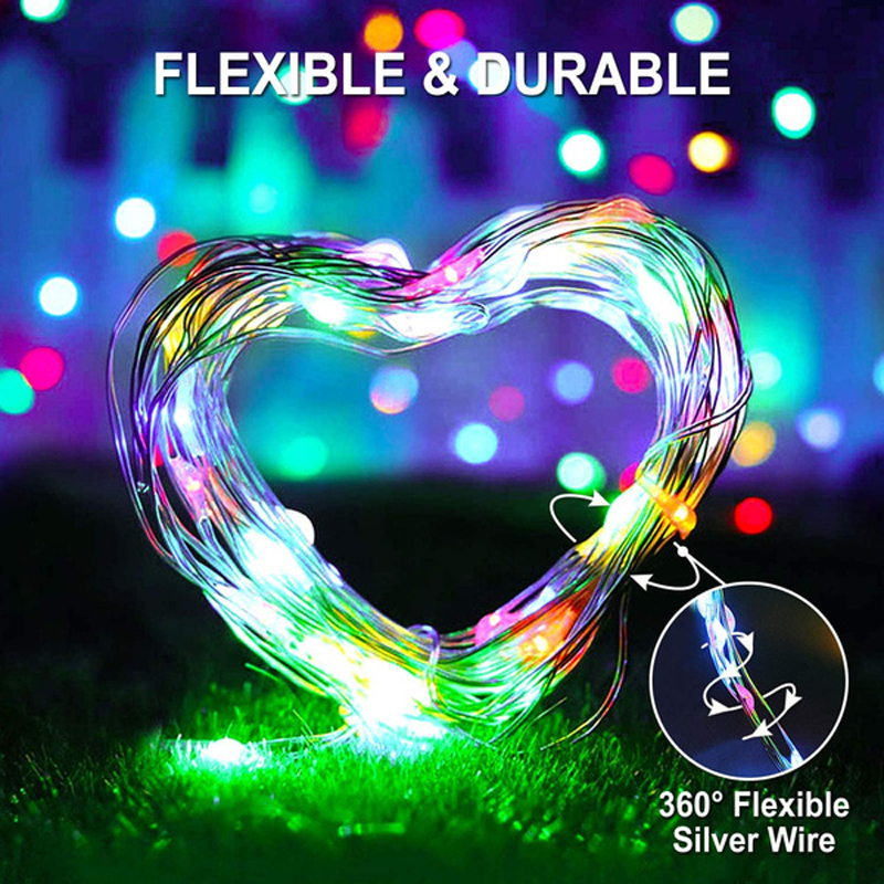 Guirnalda de luces solares para exteriores, luces de hadas impermeables para jardín con 8 modos de iluminación para Patio, árboles, decoración de de Navidad y boda