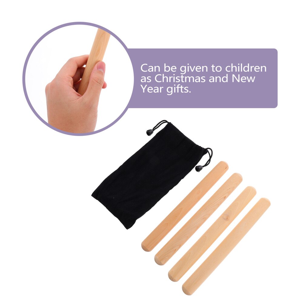 2 Pairs Rhythm Stick with Carry Bag Classical Wood Claves Percussion Instrument
