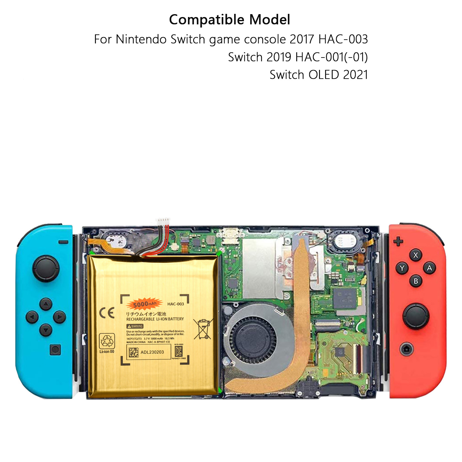Hac -003 akku-reparatur für nintendo switch konsole (5000 mah li-ion akkus)