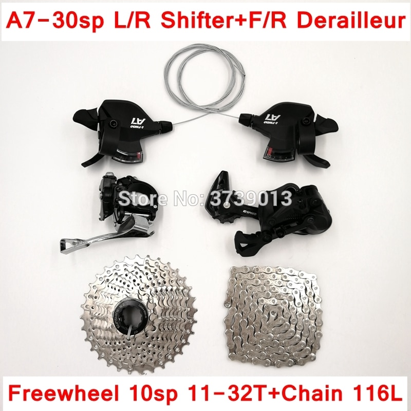 L-TWOO A7 10sp grupo bicicleta de montaña 30 velocidad cambio Chainwheel metamorfo Cadena de Cassette Kit de rueda libre shimanoMT200 freno de disco