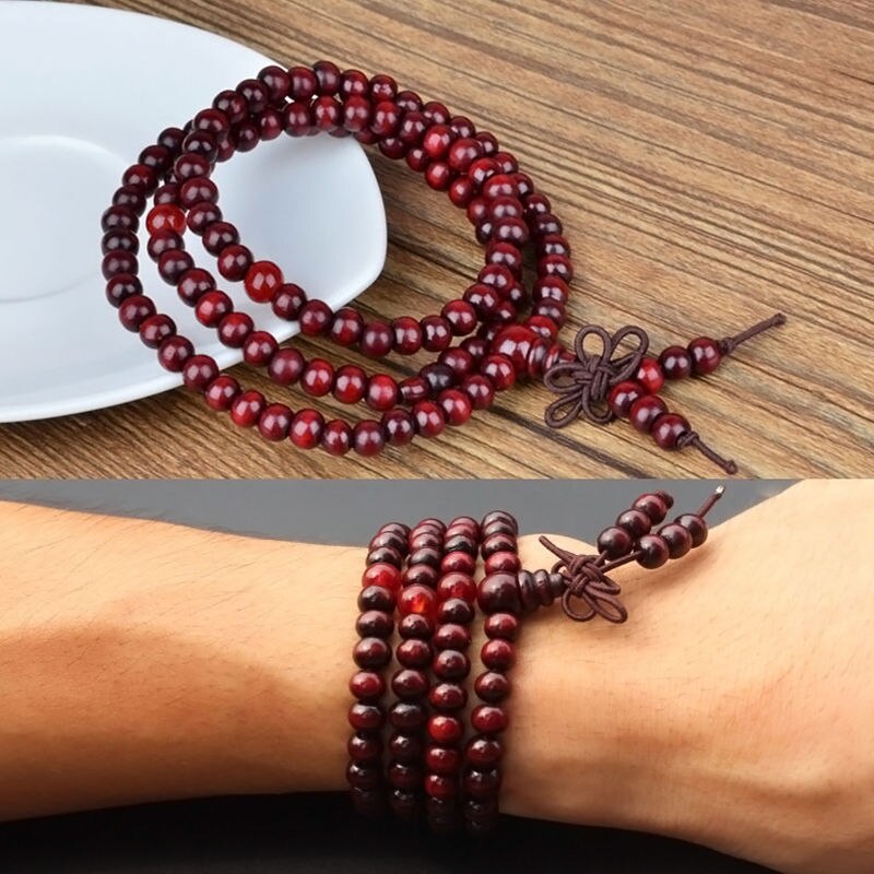 1Pcs Sandelhout Bead Mala Boeddhistische Boeddha Meditatie 108 Gebed Armband Vrouwen Mannen Kralen Armbanden 6Mm