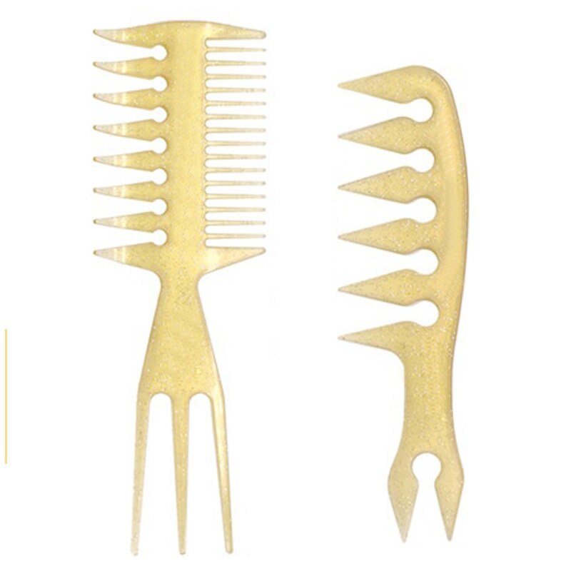 Styling Haar Borstel Olie Kam Professionele Salon Stijl Kapper Gereedschap Pluizige Vormgeven Haar Styling Tool: Golden 2 pcs