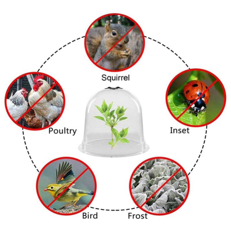 12Pcs Garden Cloche,Plastic Plant Protect Cover Garden Cloche Dome for Outdoor Plant Humidity Adjustable Dome for Seed