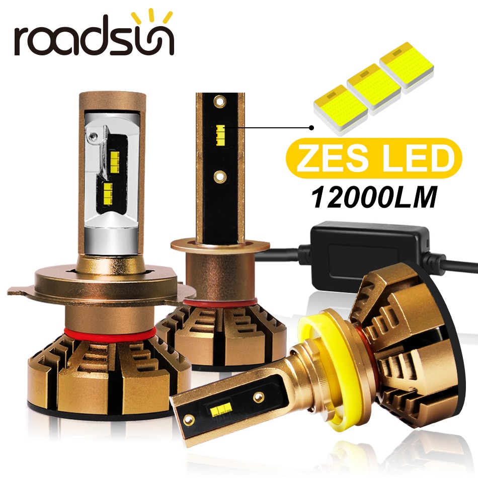 Roadsun Auto Koplamp Lamp H7 LED H4 Met Luxeon Lumiled ZES Chip 9005 9006 HB4 H11 H1 Led Koplamp 12V 12000Lm Lamp Voor Auto