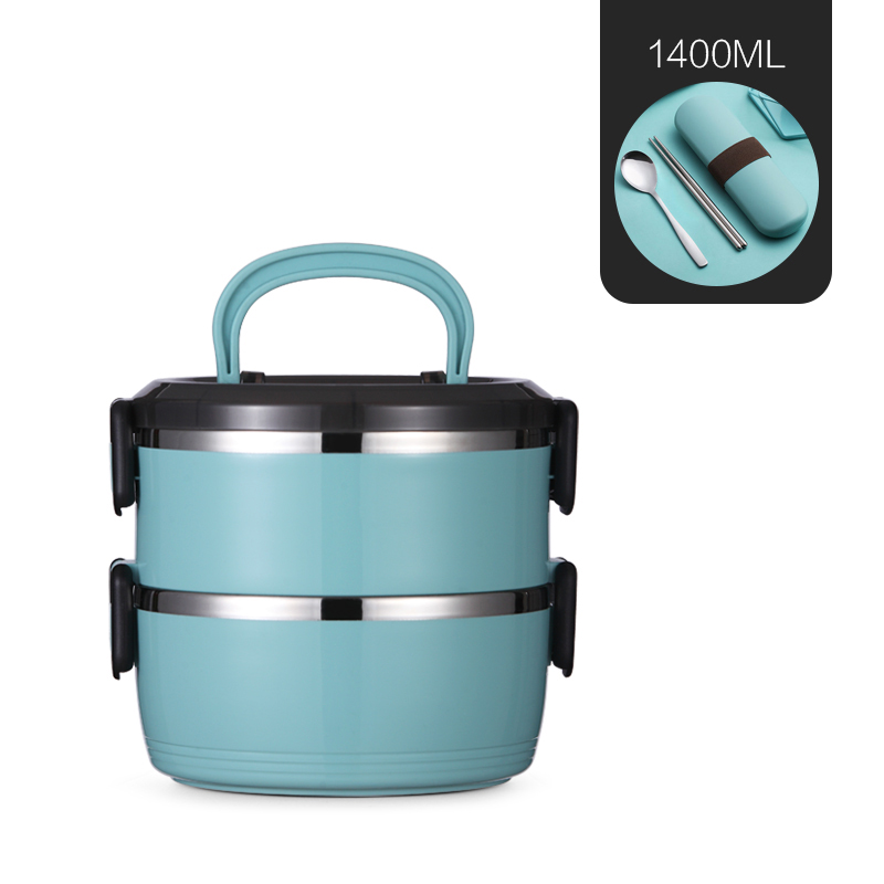 Tragbare Schule Dicht Thermische Lunchbox Für freundlicher Büro Picknick Große Lebensmittel Container einstellen Edelstahl Bento Boxs Japanischen: 2 Schicht Blau