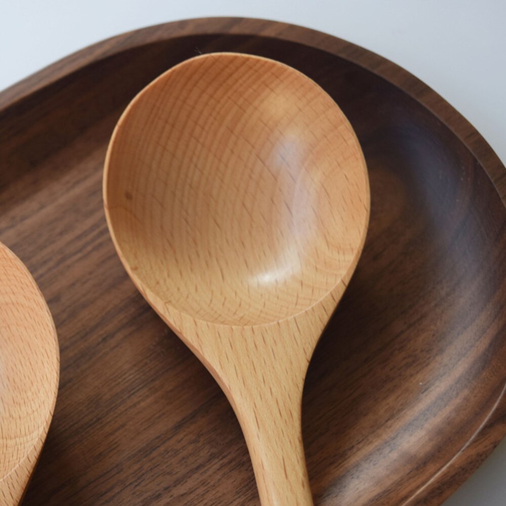 Wooden Rice Spoon Round Natural Wood Cooking Spoon Kitchen Accessories Dining Utensil