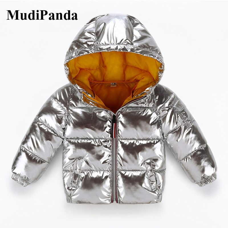Barn vinterjacka för barn flickor silver guld pojkar casual huva kappa babykläder ytterkläder barn parka jacka snödräkt
