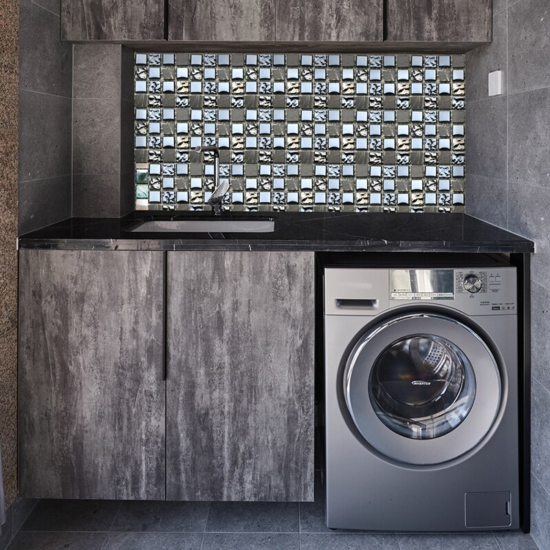 Mosaic Tile Floor Stickers Modern Bathroom 3D Wall Waterproof Kitchen Stickers Self-adhesive House Renovation Decals DIY Decor