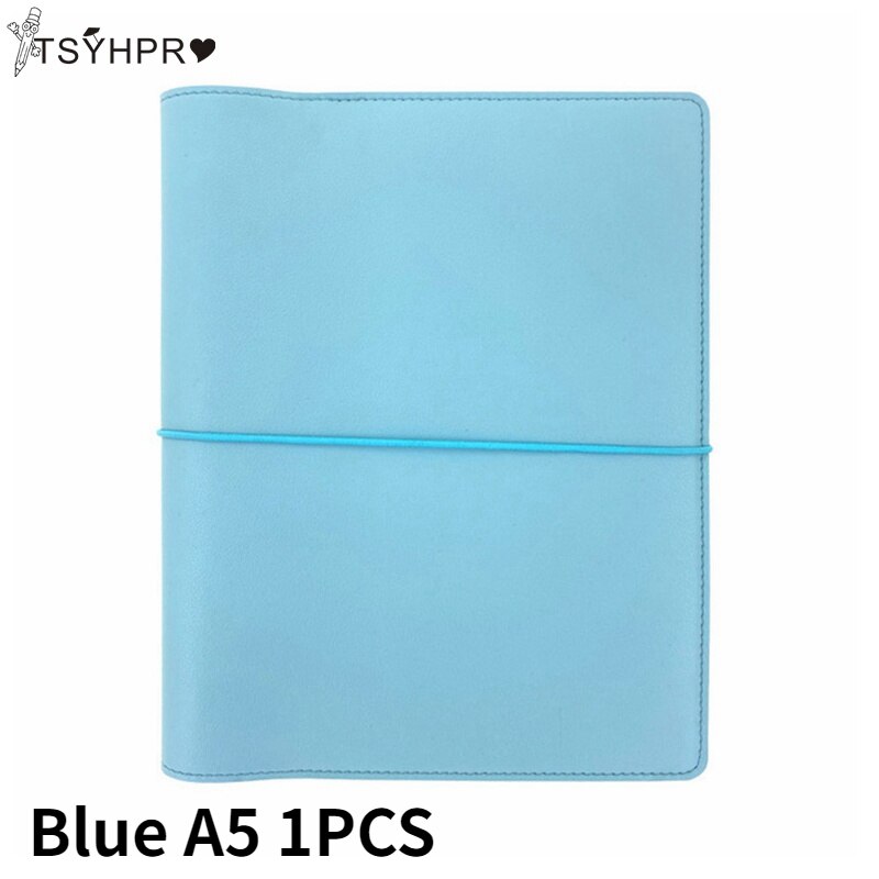 A5 Cute PVC Soft Leather Notebook Cover Office Personal Binde Leather Case Handbook Cover: Blue A5 1PCS