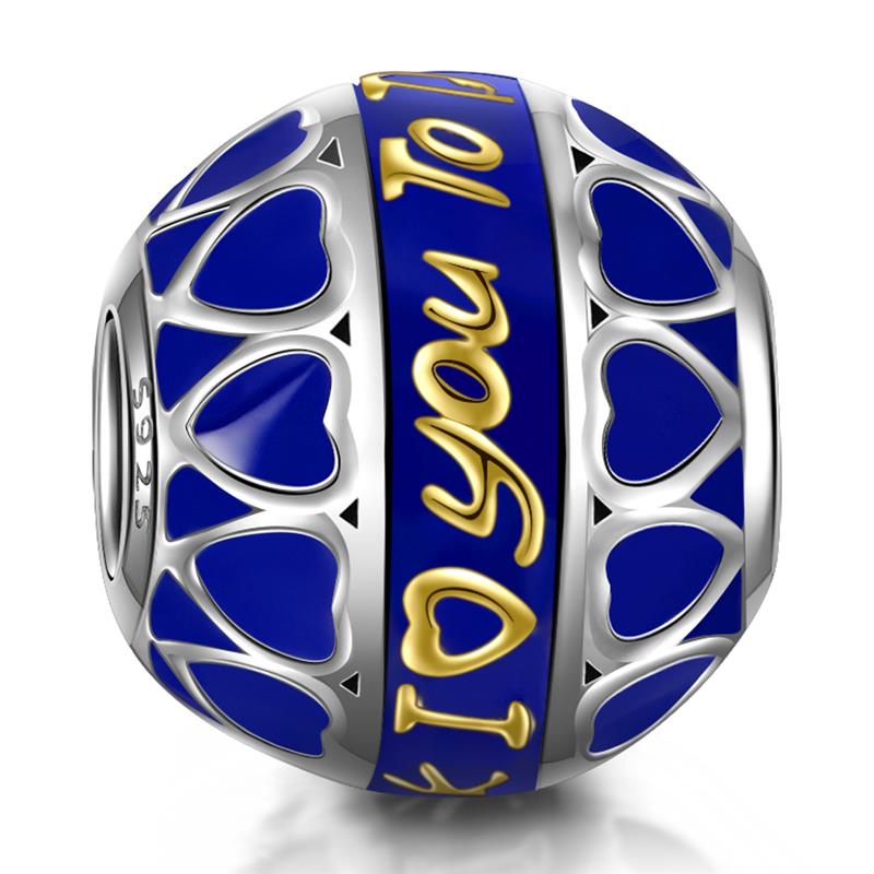 DALARAN 925 Sterling Silver Charms Blue Moon Star Beads For DIY Enamel Fine Jewelry Making Fit Original Charm Bracelets Necklace: I LOVE YOU