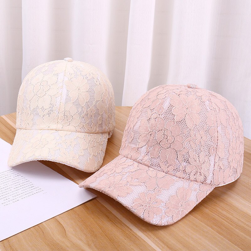 Kvinner hul blonder blomst baseball caps sommer pustende netting solhatt floral casual jenter justerbare caps