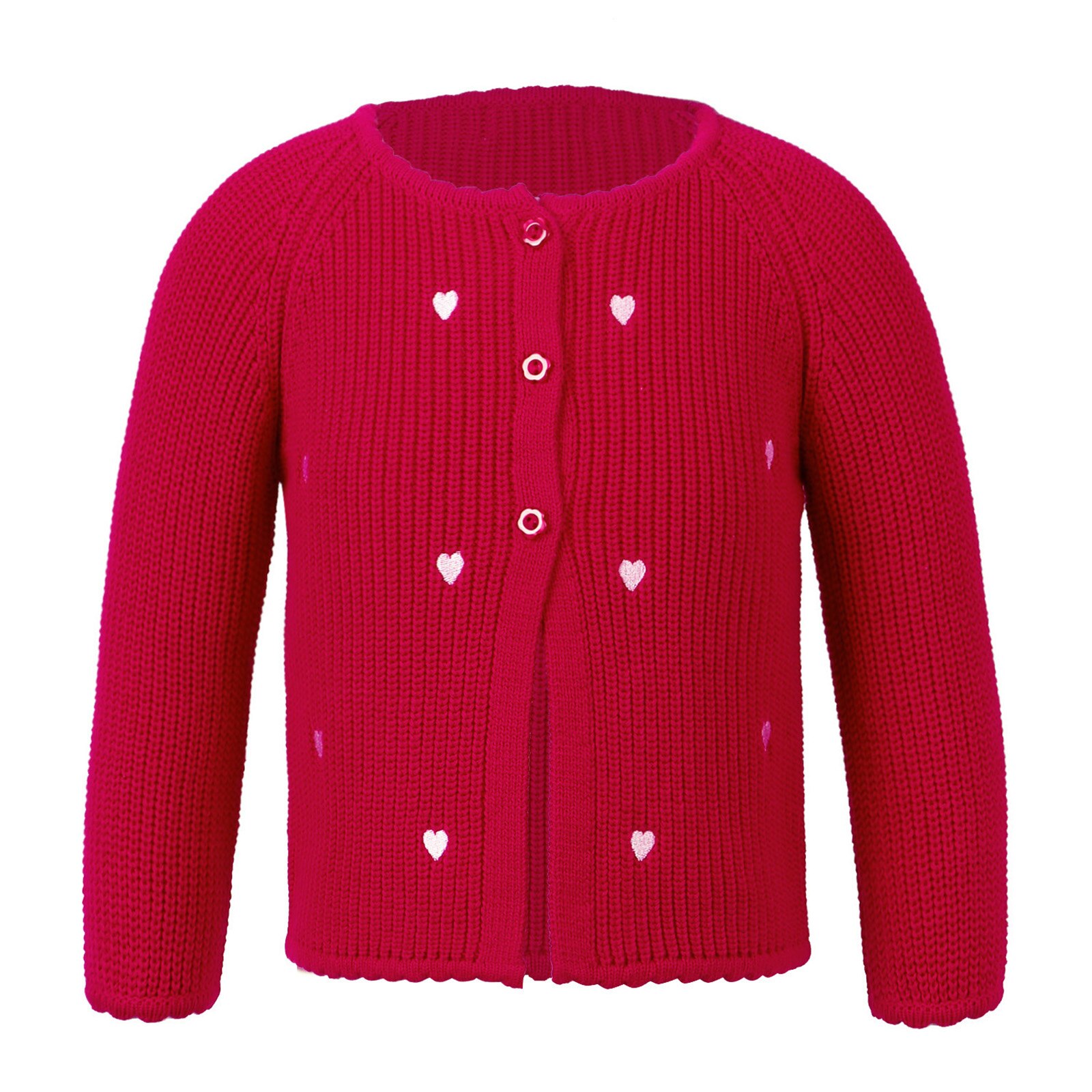 Bambini ragazze maniche lunghe Flower Girl Cape cappotti giacca Bolero stampa cuore festa nuziale Cardigan lavorato a maglia top coprispalle abiti scialle: Red / 18m