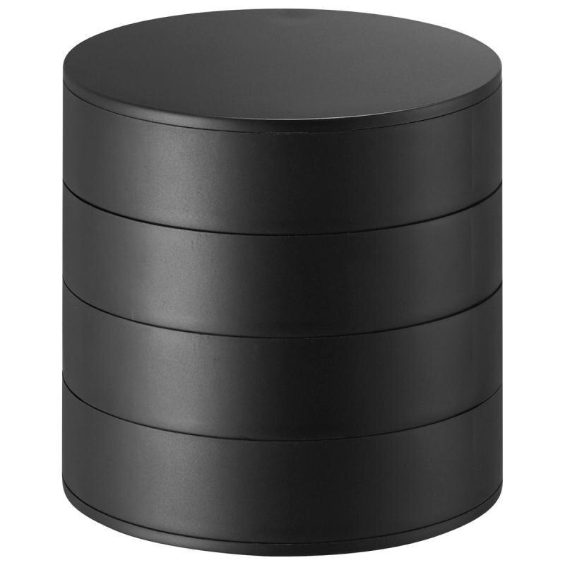 Joyero con 4 pisos para mujer, caja de almacenamiento de joyas giratorio, con bandeja y tapa, de y a la , de cumpleaños: Black