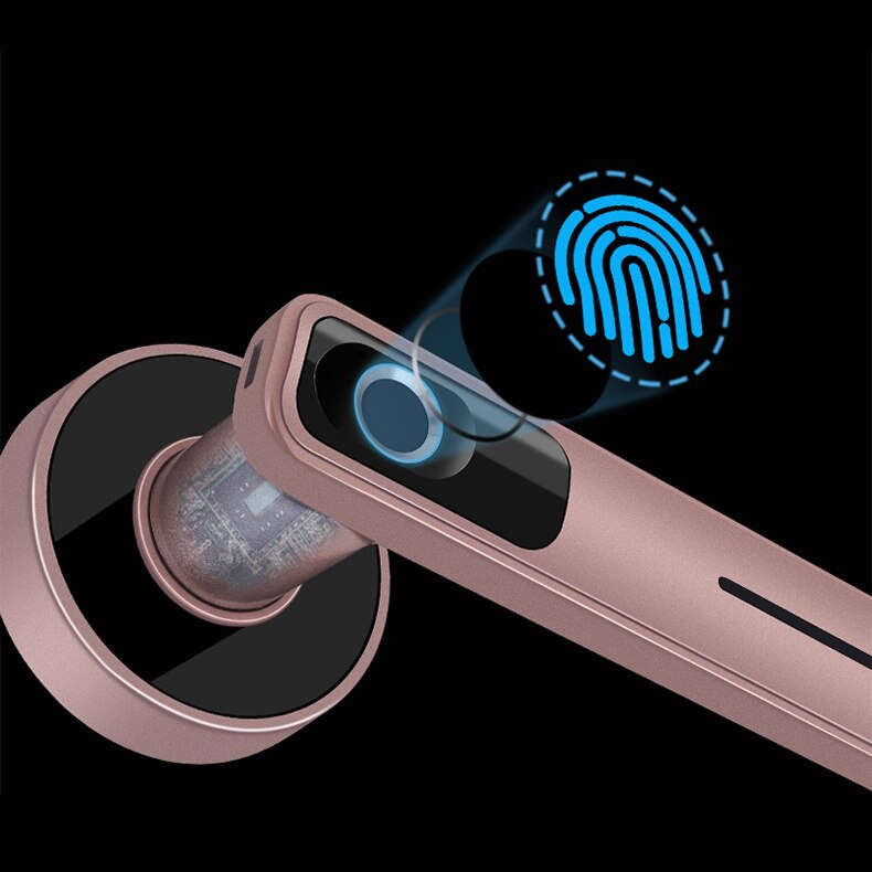 Fingerprint Door Lock Electric Fingerprint Lock with Mechanical Key for Indoor Home Access Control(Single Tongue Right)