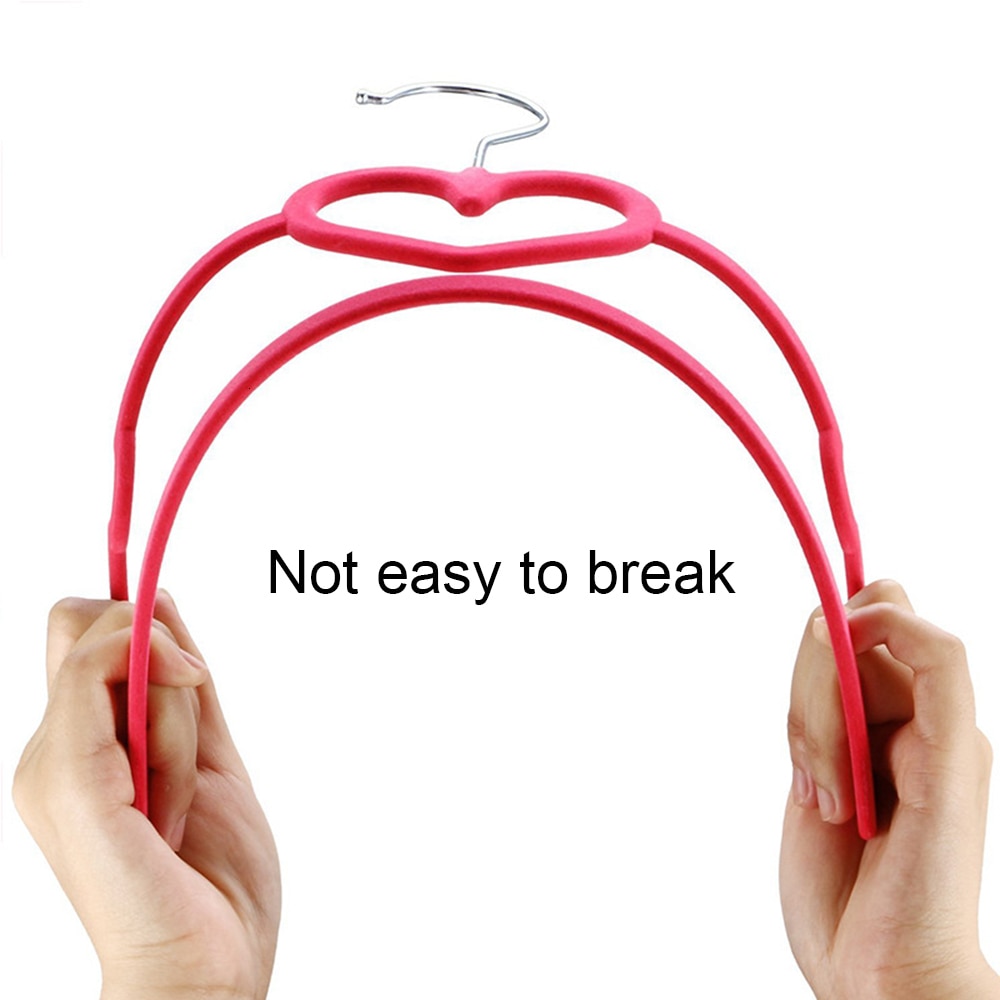 10pc/lot Heart Shaped Plastic Velvet Hangers Non-Slip Clothes Hanger with 360 Degree Swivel Hook Kleding Organizer Cabide Veludo