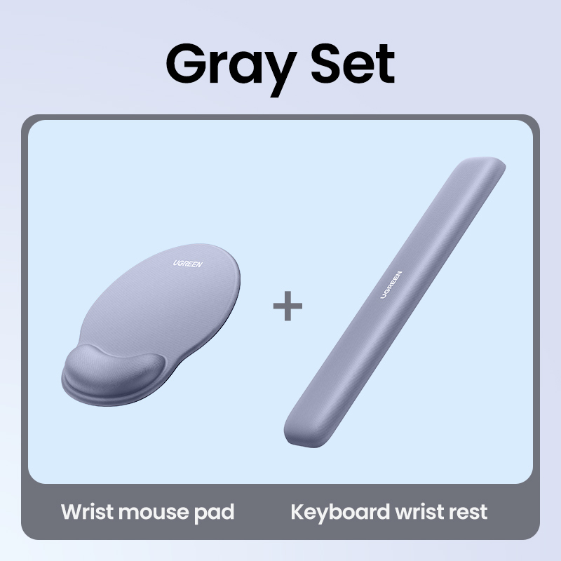 UGREEN Mouse Pad Wrist Support Ergonomic Mousepad Non-Slip Memory Foam for Office Home Computer PC Desk Fabric Mousepad: Silver
