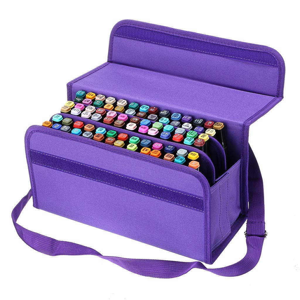 80 Slots Large Capacity Folding Marker Pen Case Art Markers Pen Storage Carrying Bag Durable Sketch Tools Organizer